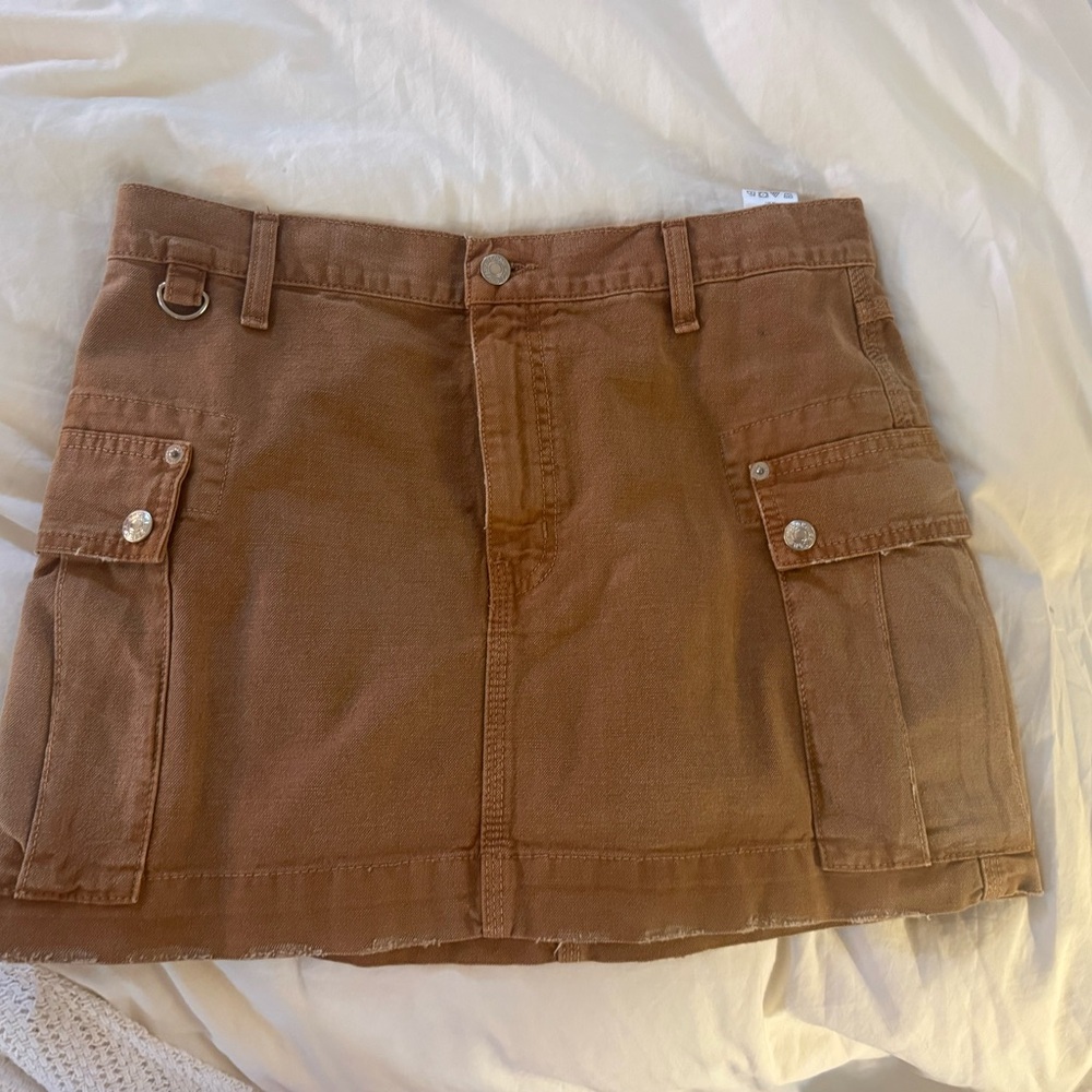 Re/Done Brown Mini Cargo Skirt